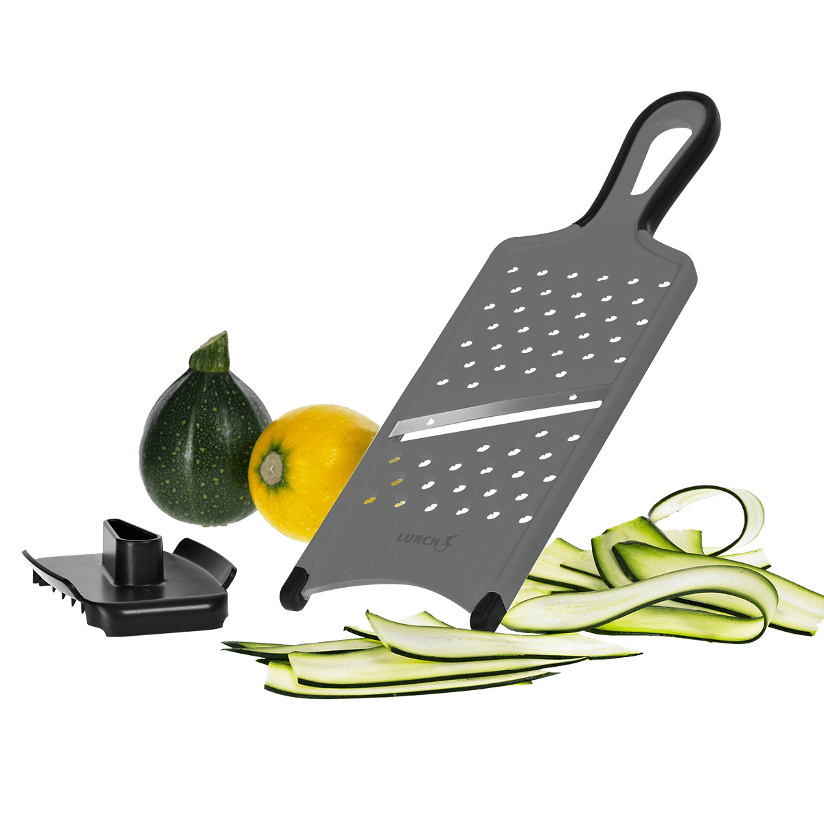 LURCH Gemüsehobel iron grey/schwarz mit Kronenreibe und Restehalter
