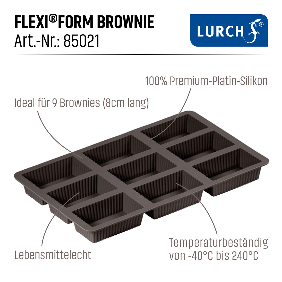 LURCH FlexiForm Brownie 9fach 29,5 x 18 x 2,8cm braun 